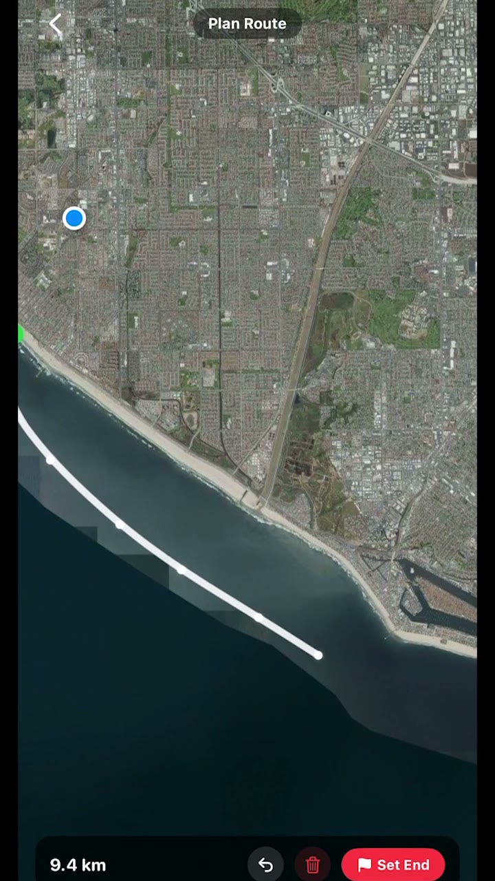 Drawing a downwind line along the coast on the iPhone map